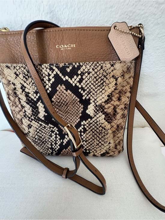 Coach Handbags - Coach Python Brown Leather Crossbody with Snake-Print